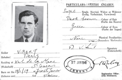 Denis Vibert's Occupation registration card, issued shortly before his escape