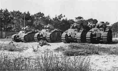 French tanks lined up on the Circus Field at Millbrook, ready to be sent back to France