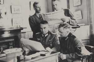German troops with the newspaper's wartime owner, Arthur Harrison