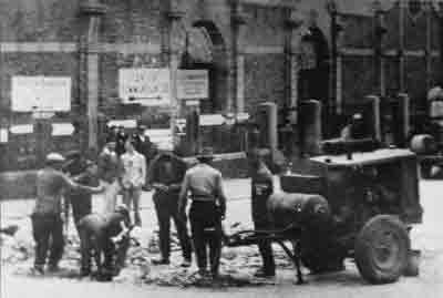 Railway lines being laid by Organsiation Todt workers