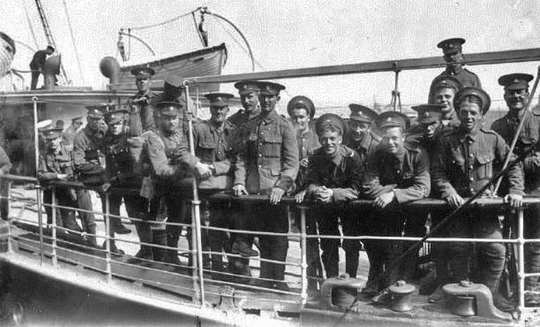 Members of the Devonshire Regiment leave the island to fight in World War 1