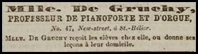Miss de Gruchy gave piano and organ lessons at 47 New Street in 1860