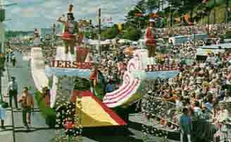 A postcard of a Battle float in the 1980s