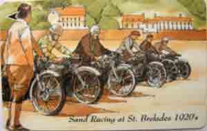 A phone card showing racing at St Brelade's Bay in the 1920s