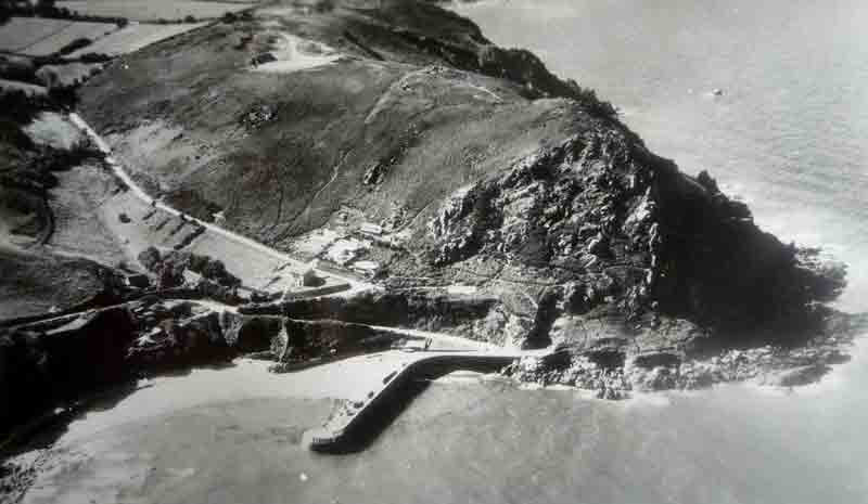 An aerial view of Bonne Nuit Bay in the 1930s