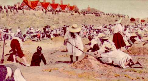 Building castles in the sand was as popular in the 19th century as it is today, and the beach at West Park, below the Grand Hotel, was even more popular then, when this photographs of a sandcastle competition was taken.