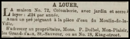 It was rare for property values to be advertised in the 19th century, but this 1874 advert in Chronique de Jersey offered a house and garden at 72 Colomberie to rent at £24 a year