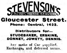 1931 advert for Stevenson's Garage