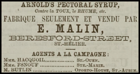 E Malin manufactured pectoral syrup in 1870