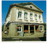 The public entrance to the States Chamber in Halkett Place