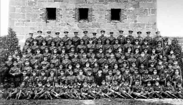 An official militia photograph on Grouville Common during World War 1