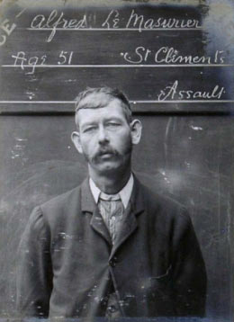 Alfred Francis Le Masurier, of St Clement, 51 at the time, was convicted of intemperance and assault by the Royal Court in 1914 and sentenced to four months prison with hard labour