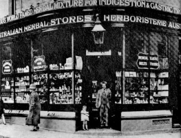 Australian Herbal Stores on the corner of Bath Street and Hilgrove Street: c1926