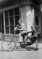 Lilliane and brother Marcel outside their father, Yves Marie's (1880-1926) bakery at 20 Halkett Street in 1927