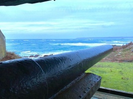 A captured French gun installed to cover St Ouen's Bay