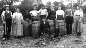 A good day's work over for the Le Conte family in St Lawrence in 1900