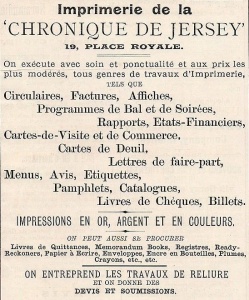 Advert for the Chronique's printing business in 1895