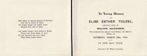 Memorial card for Elise Esther Alexander