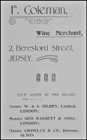 1900 advert for Coleman Wines