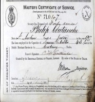 Philip Coutanche's (1797- ) master's certificate from 1856