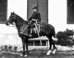 A Mr Mourant wearing Militia uniform, astride his horse