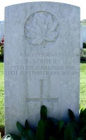 Great War casualty Pvt Bernard Sohier's grave at Sunken Road Cemetery, Contalmaison