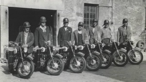 The maintenance team with new motor cycles