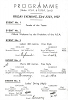 A programme for an international meeting between England and Germany a year after the Olympics and not long before Jean set off to compete in the Empire Games in Australia