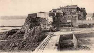 The jetty attached to the castle rocks which was to have been one arm of a giant St Helier harbour