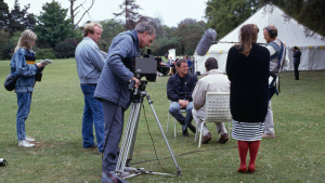 John Nettles being interviewed at La Hague Manor in 1987