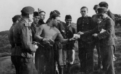 Distribution of post to the men at La Mare Mill