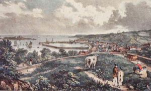 A 19th century print of the town and harbour