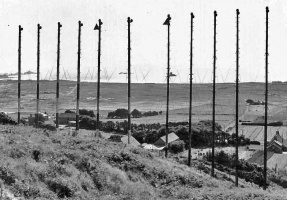 Landing lights at the western end of the runway
