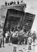 A landing craft attracted curious islanders