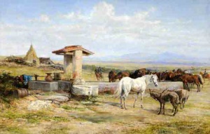 A well in the Roman Campagna, 1897; Charles Poingdestre