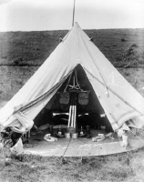 Col Baudains' tent at a militia camp