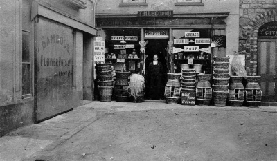 Thomas Le Cornu's hardware store in the corner of Minden Street