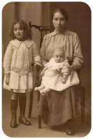 Lilian White, nee Le Geyt (1883- ), with children Constance and Derrick