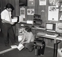 Murray Norton and Rob Grant-Trevis at Jersey's first dedicated home computer shop in 1983 - Jersey Evening Post picture