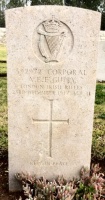 The grave of Great War casualty Cpl Albert Edward Ennis Guppy at Jerusalem War Cemetery, Israel