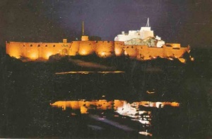 The castle floodlit