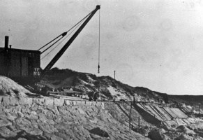 Construction of a seawall in St Ouen's Bay