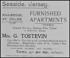 Mrs G Tostevin ran seaside apartments at Millbrook in 1900