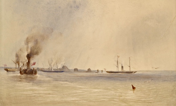 The Royal Fleet in St Aubin's Bay in 1846