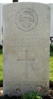 The grave of Great War casualty Henry Alfred De Ste Croix at Mendinghem Military Cemetery, Belgium