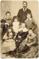 Alice Jane Langdon, nee Baudains, her husband William Henry and their five children, William, Alice, Francis, Philip and Winifred