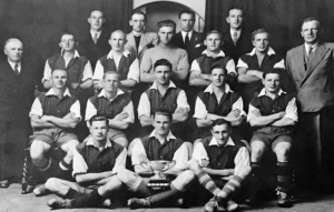 A St Peter's FC side which played and won a match against a German side during the Occupation