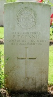 The grave of Great War casualty Francis Thomas Charles Ennis at Niederzwehren Cemetery, Kassel, Germany
