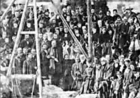Laying the foundation stone of the first St Aubin chapel