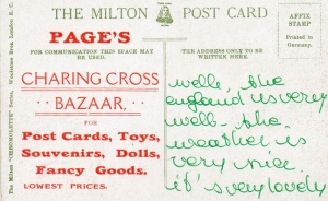 Page's Charing Cross Bazaar was the business of Mr F R Page, at No 6, according to an almanac entry in 1910